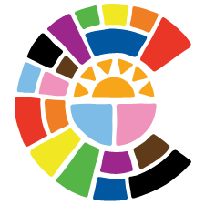 The Center logo with colorful blocks